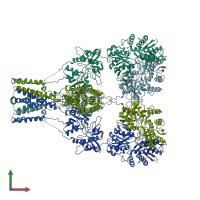 PDB entry 5kuf coloured by chain, front view.