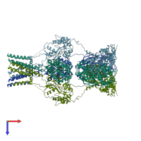 PDB entry 5kuf coloured by chain, top view.