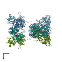 PDB entry 5kuh coloured by chain, top view.