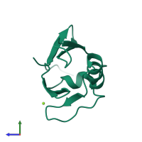 PDB entry 5kuj coloured by chain, side view.
