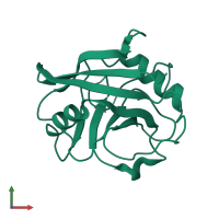 PDB entry 5kul coloured by chain, front view.