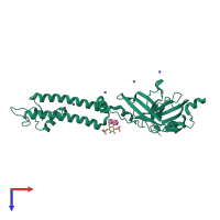 PDB entry 5kum coloured by chain, top view.