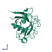 PDB entry 5kuo coloured by chain, side view.
