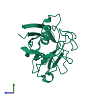 PDB entry 5kuz coloured by chain, side view.