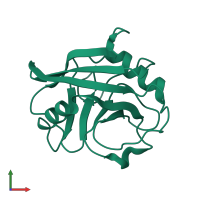 PDB entry 5kv0 coloured by chain, front view.