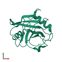 PDB entry 5kv3 coloured by chain, front view.