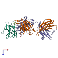 PDB entry 5kvd coloured by chain, top view.