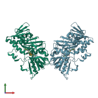 PDB entry 5kvh coloured by chain, front view.