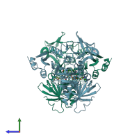 PDB entry 5kvh coloured by chain, side view.