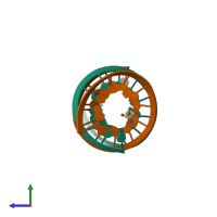 PDB entry 5kvj coloured by chain, side view.