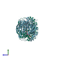 PDB entry 5kvq coloured by chain, side view.