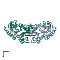 PDB entry 5kvq coloured by chain, top view.