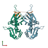 PDB entry 5kvy coloured by chain, front view.
