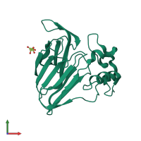 PDB entry 5kw5 coloured by chain, front view.