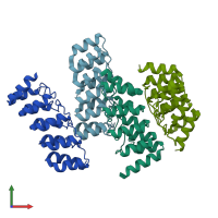 PDB entry 5kwd coloured by chain, front view.