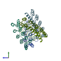 PDB entry 5kwd coloured by chain, side view.