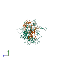 PDB entry 5kwg coloured by chain, side view.