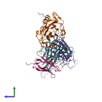 PDB entry 5kwl coloured by chain, side view.