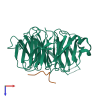 PDB entry 5kwn coloured by chain, top view.