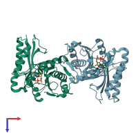 PDB entry 5kwv coloured by chain, top view.