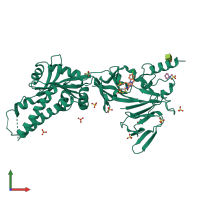 PDB entry 5kww coloured by chain, front view.