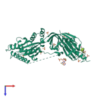PDB entry 5kww coloured by chain, top view.