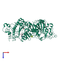 PDB entry 5kxa coloured by chain, top view.