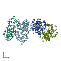 PDB entry 5kxq coloured by chain, front view.