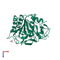 PDB entry 5kxu coloured by chain, top view.
