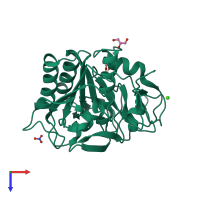 PDB entry 5kxv coloured by chain, top view.