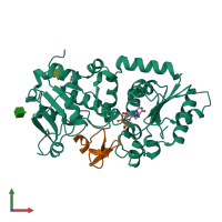 PDB entry 5ky0 coloured by chain, front view.