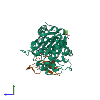 PDB entry 5ky0 coloured by chain, side view.