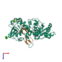 PDB entry 5ky2 coloured by chain, top view.