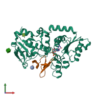 PDB entry 5ky7 coloured by chain, front view.