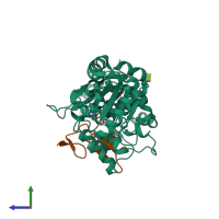 PDB entry 5ky7 coloured by chain, side view.