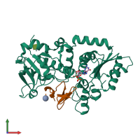 PDB entry 5ky8 coloured by chain, front view.