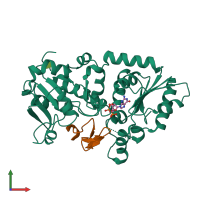PDB entry 5ky9 coloured by chain, front view.