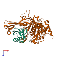 PDB entry 5kyd coloured by chain, top view.