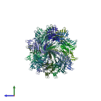 PDB entry 5kyh coloured by chain, side view.