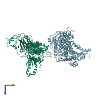 PDB entry 5kyn coloured by chain, top view.