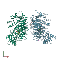 PDB entry 5kyt coloured by chain, front view.