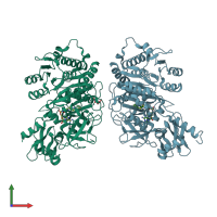 PDB entry 5kyv coloured by chain, front view.