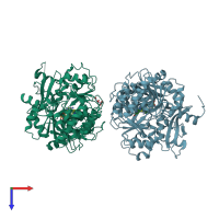 PDB entry 5kyv coloured by chain, top view.