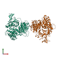 PDB entry 5kyx coloured by chain, front view.