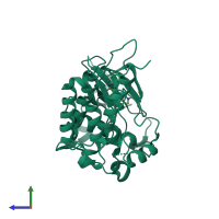 PDB entry 5kz0 coloured by chain, side view.