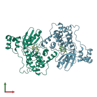 PDB entry 5kz8 coloured by chain, front view.