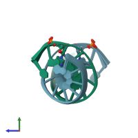 PDB entry 5l06 coloured by chain, ensemble of 9 models, side view.