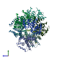 PDB entry 5l08 coloured by chain, side view.