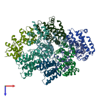 PDB entry 5l08 coloured by chain, top view.