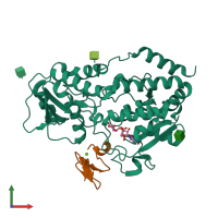 PDB entry 5l0u coloured by chain, front view.